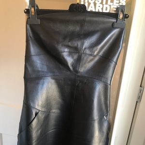 Chanel lambskin leather strapless tube dress